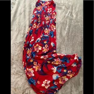 Hawaiian floral maxi dress